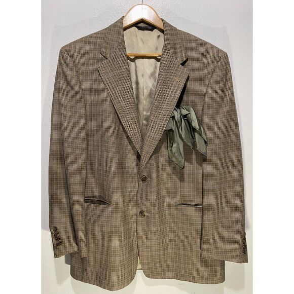 Burberrys' sport coat vintage pure new wool mark tartan brown plaid men's 40R